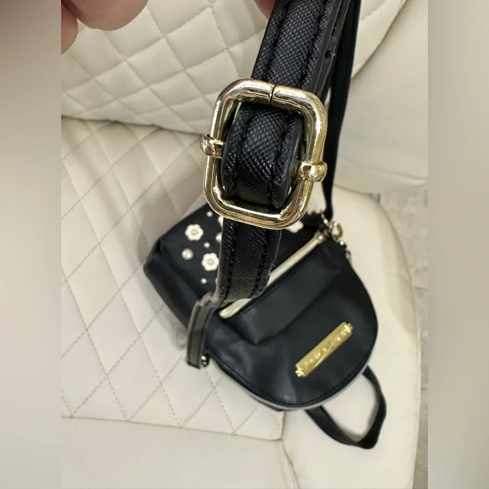 BETSEY JOHNSON Pearl flower Accents Mini Backpack Crossbody purse